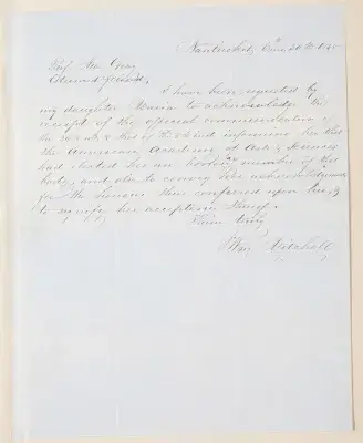 Maria Mitchell Acceptance Letter, 1848