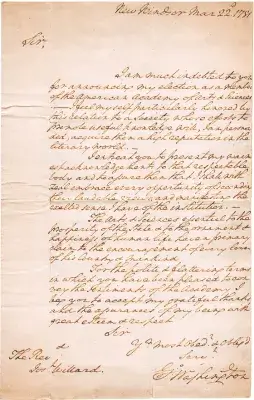 Acceptance letter from George Washington, 1781