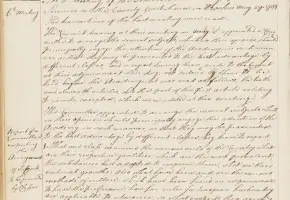 Detail from Minutes of Stated Meeting on May 29, 1781, discussing subjects of study for the Academy