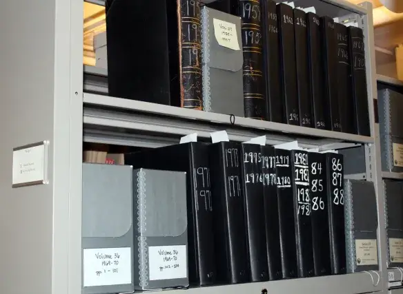 Letterbook volumes on a shelf