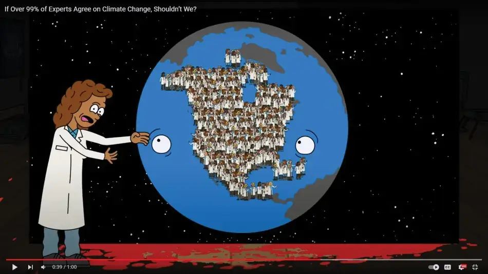 Principle-2_Example-4.jpg A screenshot from a cartoon produced by The Science Moms. A scientist with long curly brown hair and brown skin faces the audience and gestures toward a globe positioned to show North America. The globe has eyes and looks concerned.