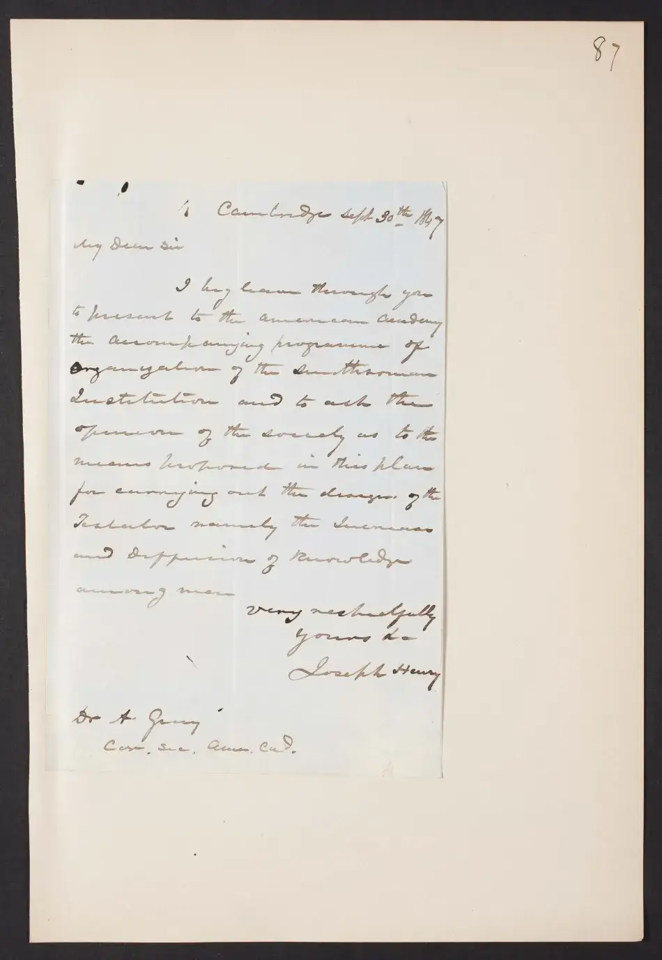 JosephHenry_SmithsonianLetter