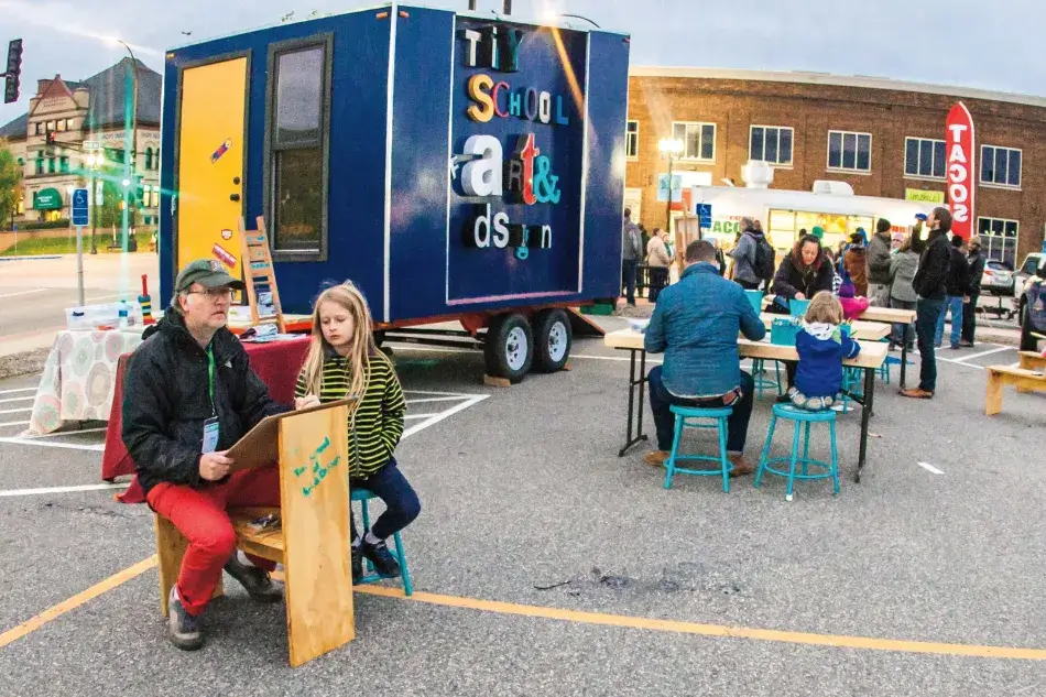 The Tiny School of Art & Design by artist Heidi Jeub at the Rural Arts & Culture Summit, October 2019.