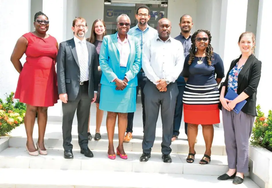 Emerging Science Partners Working Group Cochair Olufunmilayo Olopade (center) and project staff visited the West African Centre for Cell Biology of Infectious Pathogens (WACCBIP), located at the University of Ghana, to discuss the challenges and opportunities of partnerships between WACCBIP researchers and U.S. scientific collaborators.