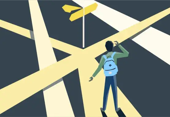 Image of Person standing at a Crossroads