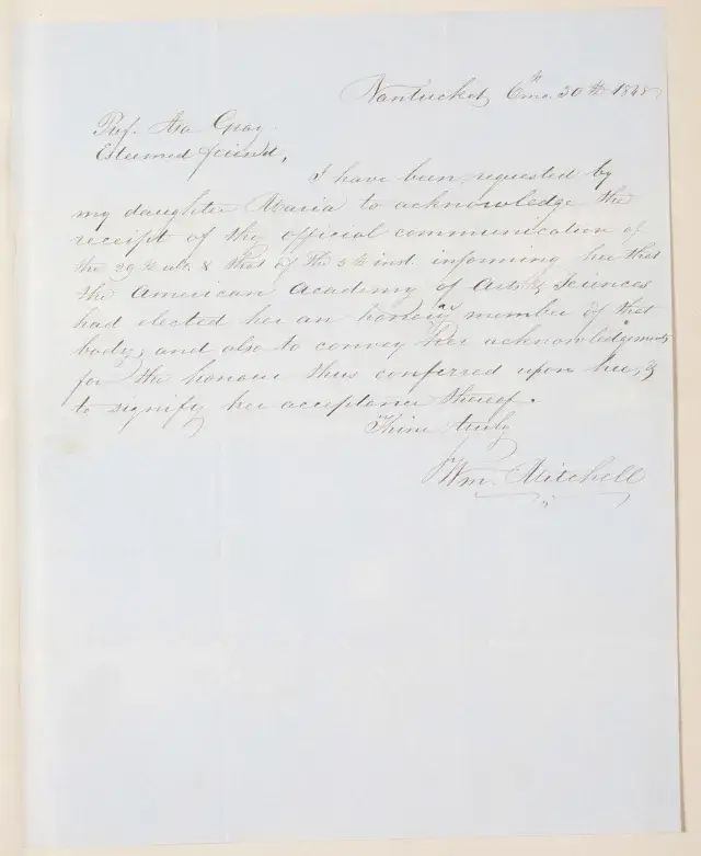 Maria Mitchell Acceptance Letter, 1848