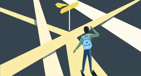 Image of Person standing at a Crossroads