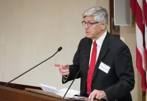 Kenneth Prewitt speaking at the American Academy