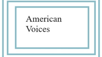 American Voices text inset in Blue Rectangles